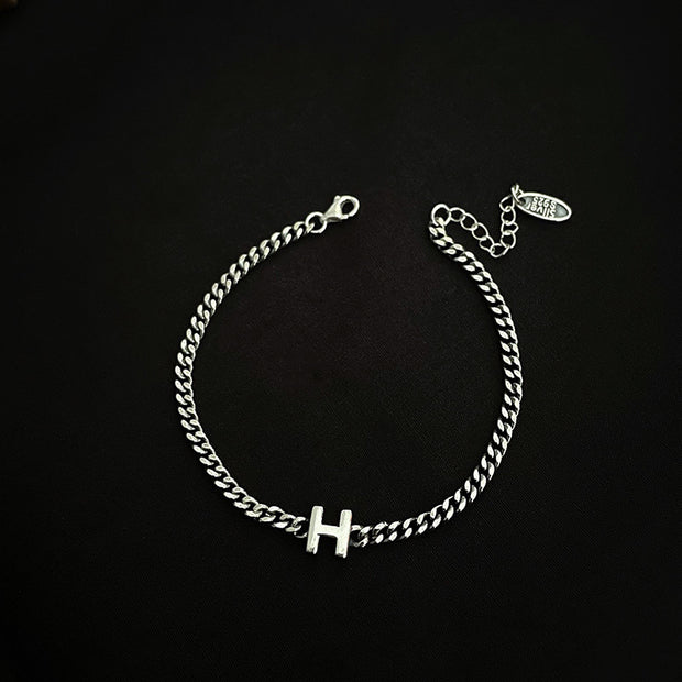 Sterling Silver Letter Bracelet