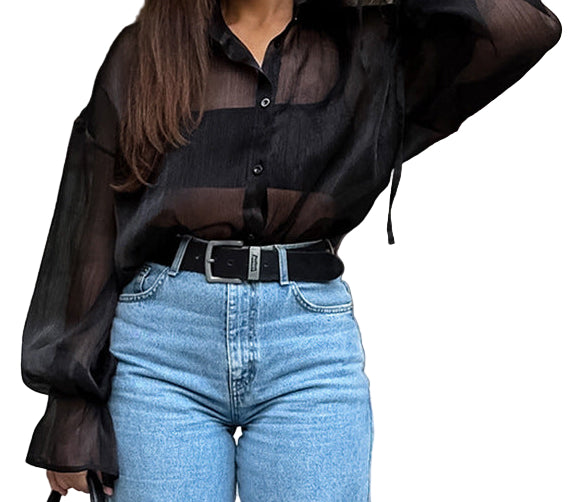 Gizzy Mesh Button Down Top
