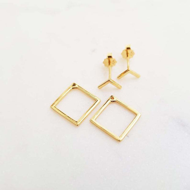 Sterling Silver Almost Square Studs