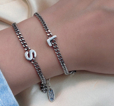 Sterling Silver Letter Bracelet