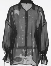 Gizzy Mesh Button Down Top