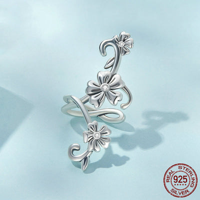 Vine Of Flowers Sterling Silver Ear Cuff