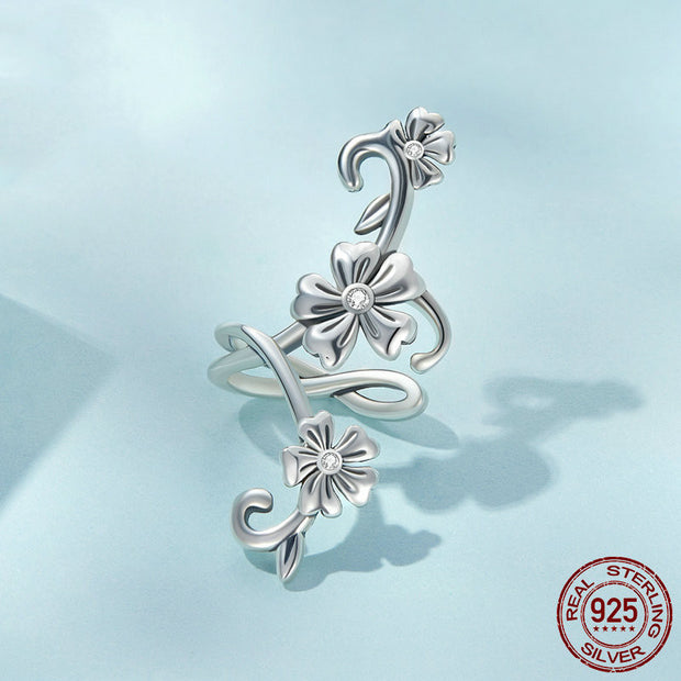 Vine Of Flowers Sterling Silver Ear Cuff