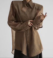 Gizzy Mesh Button Down Top