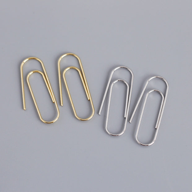 Sterling Silver Simple Paper Clip Earring
