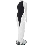 A Black And White Classy Halter Dress
