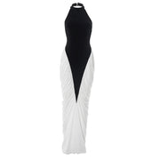 A Black And White Classy Halter Dress