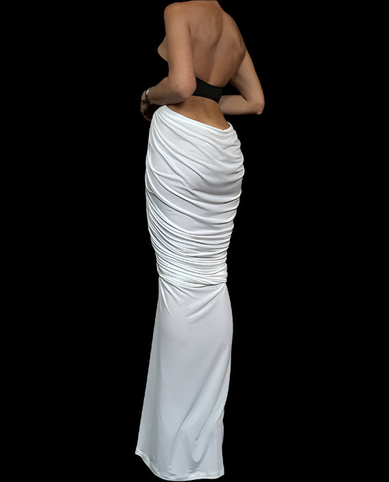 A Black And White Classy Halter Dress