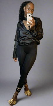 Not Just A Buttom Satin Shirt