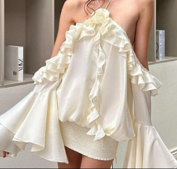 Kay Ruffled Bell Sleeve Dress