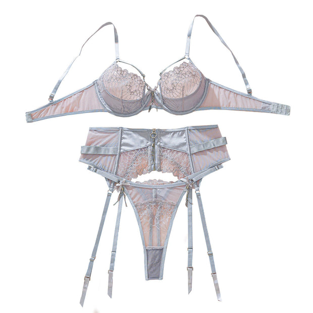 Sexy Silver Blue Lingerie Set
