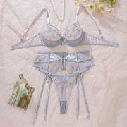 Sexy Silver Blue Lingerie Set