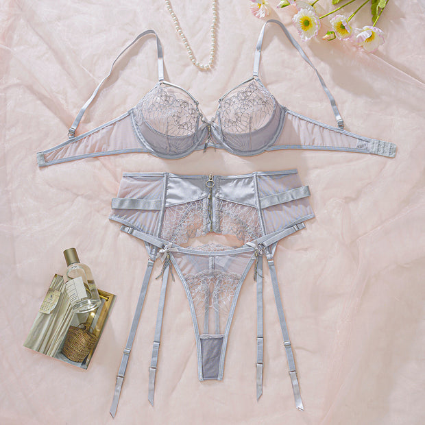 Sexy Silver Blue Lingerie Set