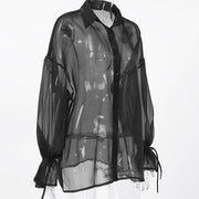 Gizzy Mesh Button Down Top