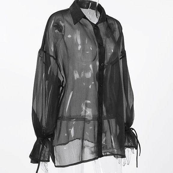 Gizzy Mesh Button Down Top