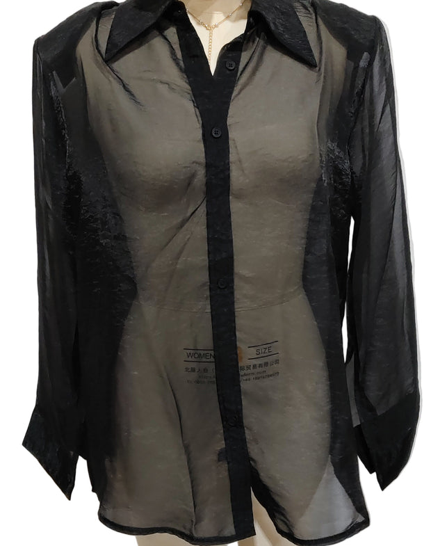 Gizzy Mesh Button Down Top