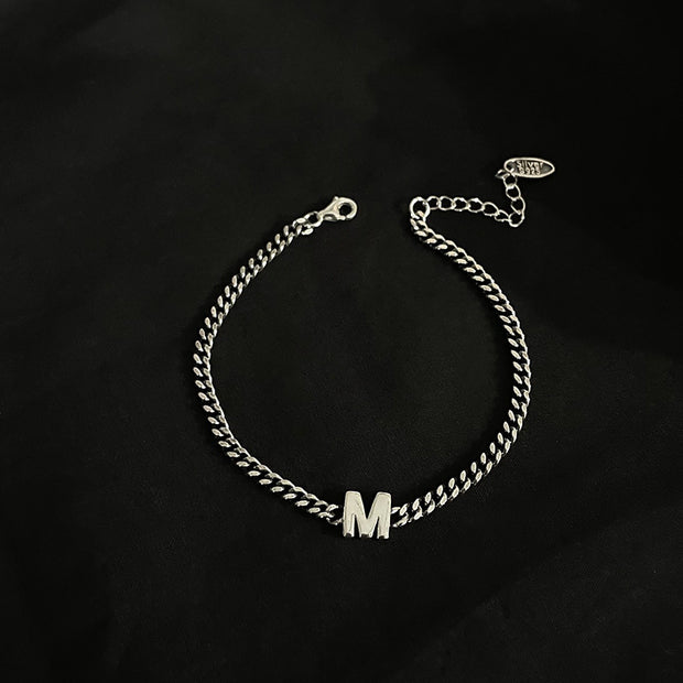 Sterling Silver Letter Bracelet